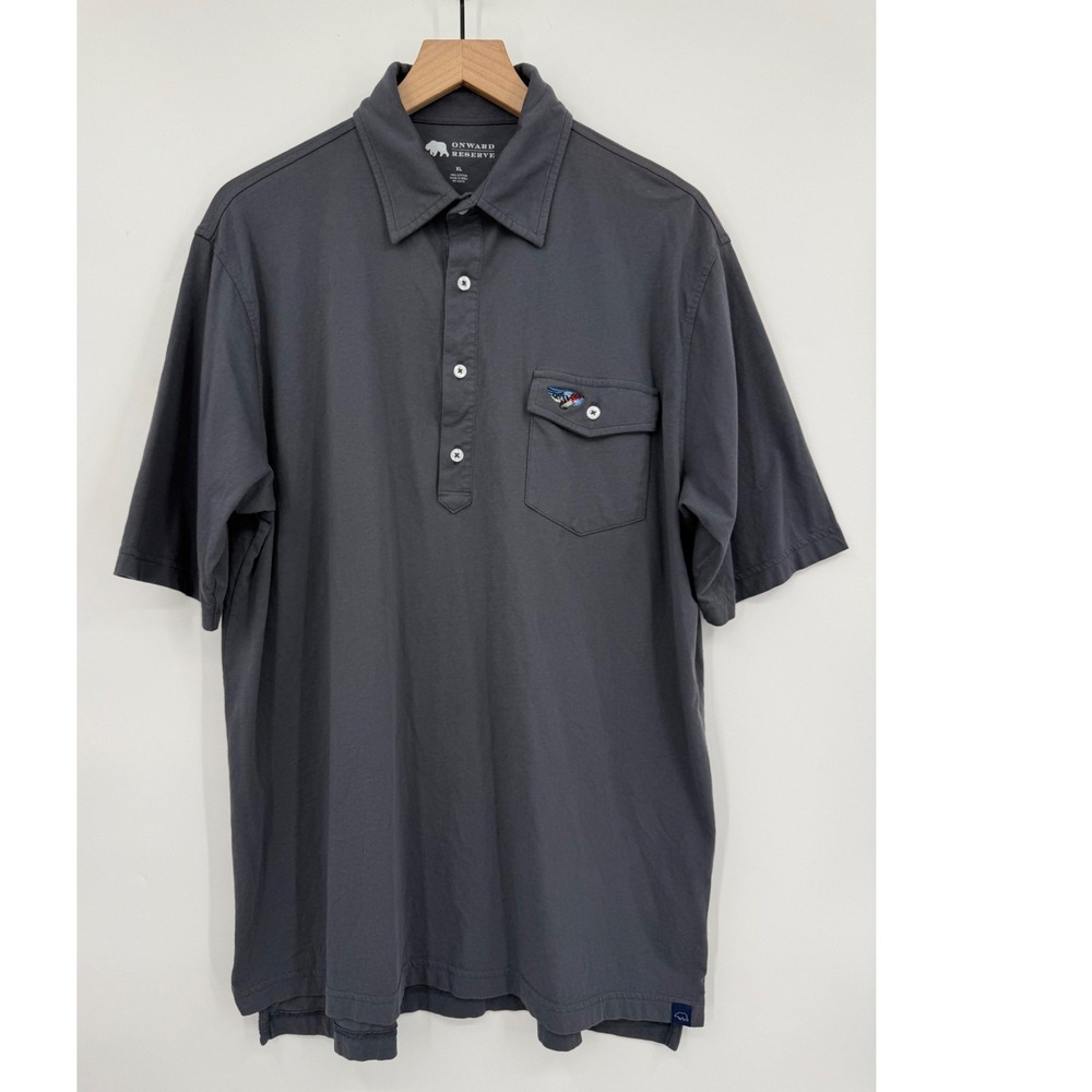Onward Reserve Polo Shirt Mens XL Gray Cotton Short Sleeve Fishing Embroidery